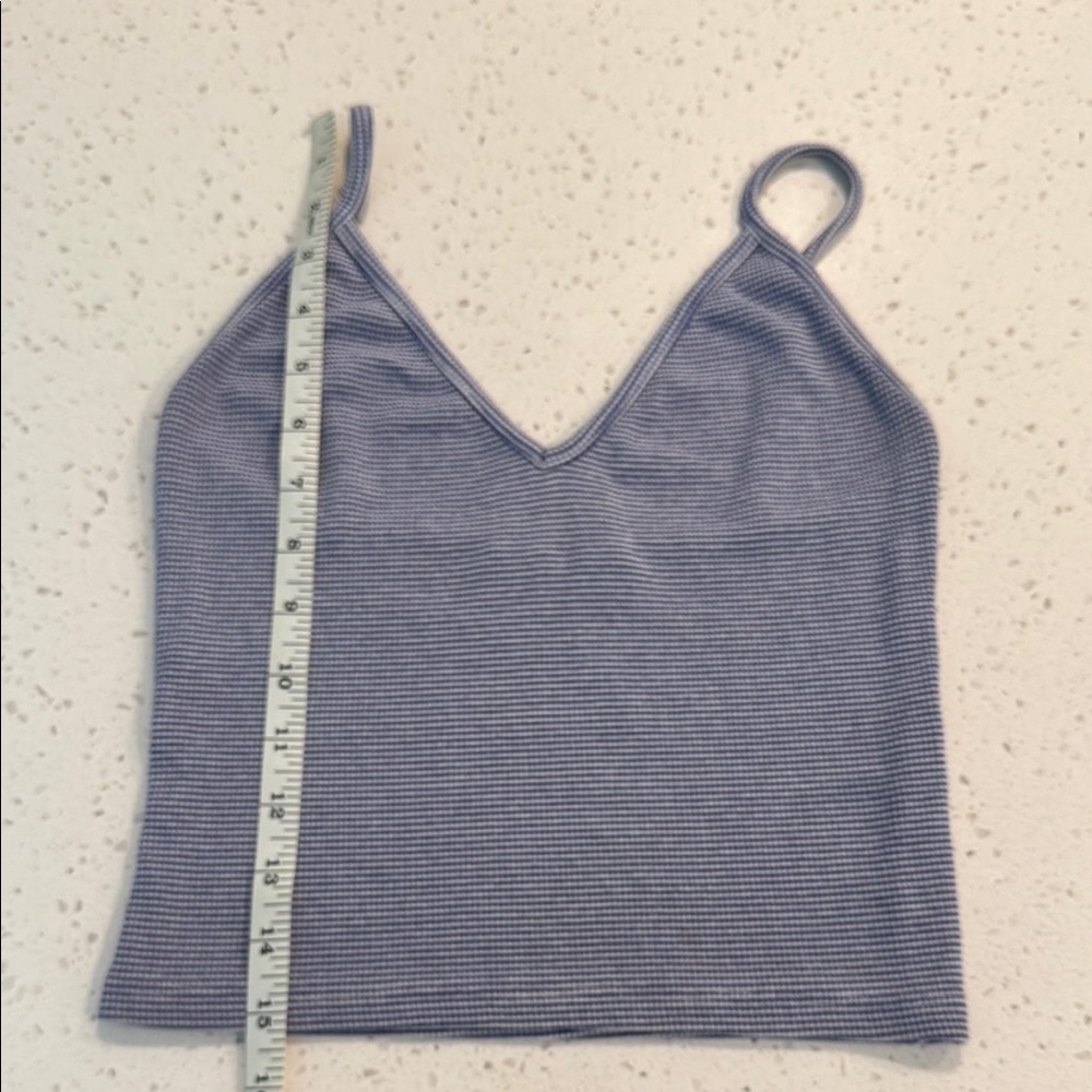 Brandy Melville Ribbed Striped Crop Tank Blue White One Size - Picture 9 of 10